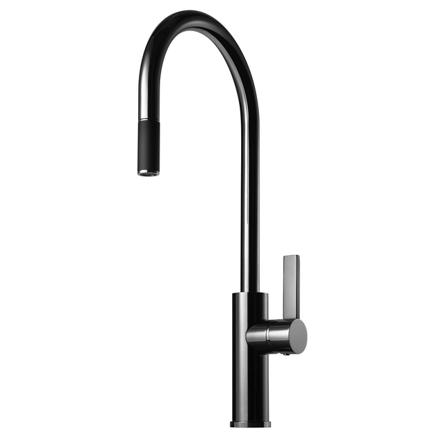 KÖKSBLANDARE ARM185 UTDRAGBAR PIP BLACK CHROME | Beijerbygg Byggmaterial